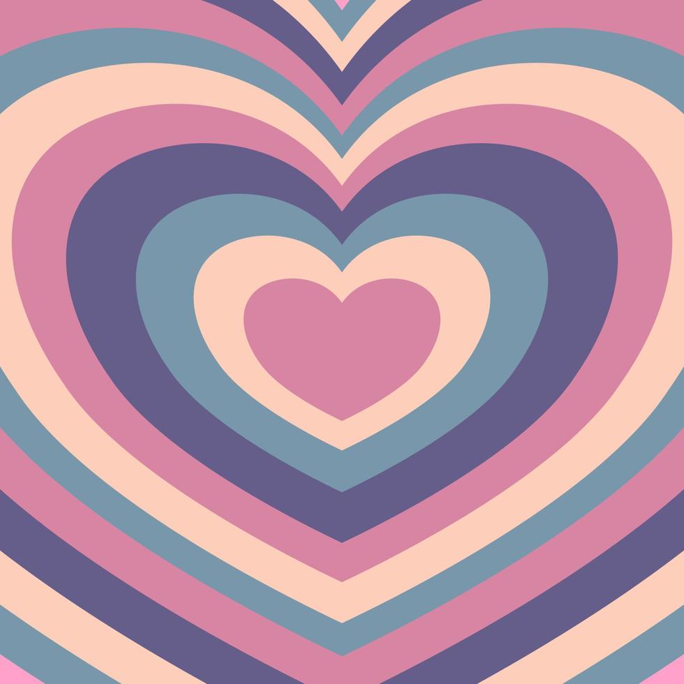 fondo vectorial de rayas concéntricas en forma de corazón. diseño de superficie romántico de niña. telón de fondo de corazones estéticos. vector