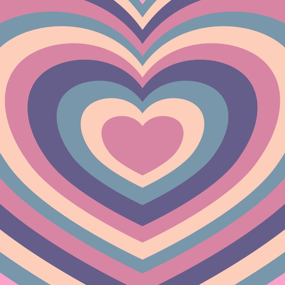 Heart shaped concentric stripes vector background. Girlish romantic surface design. aesthetic hearts backdrop.