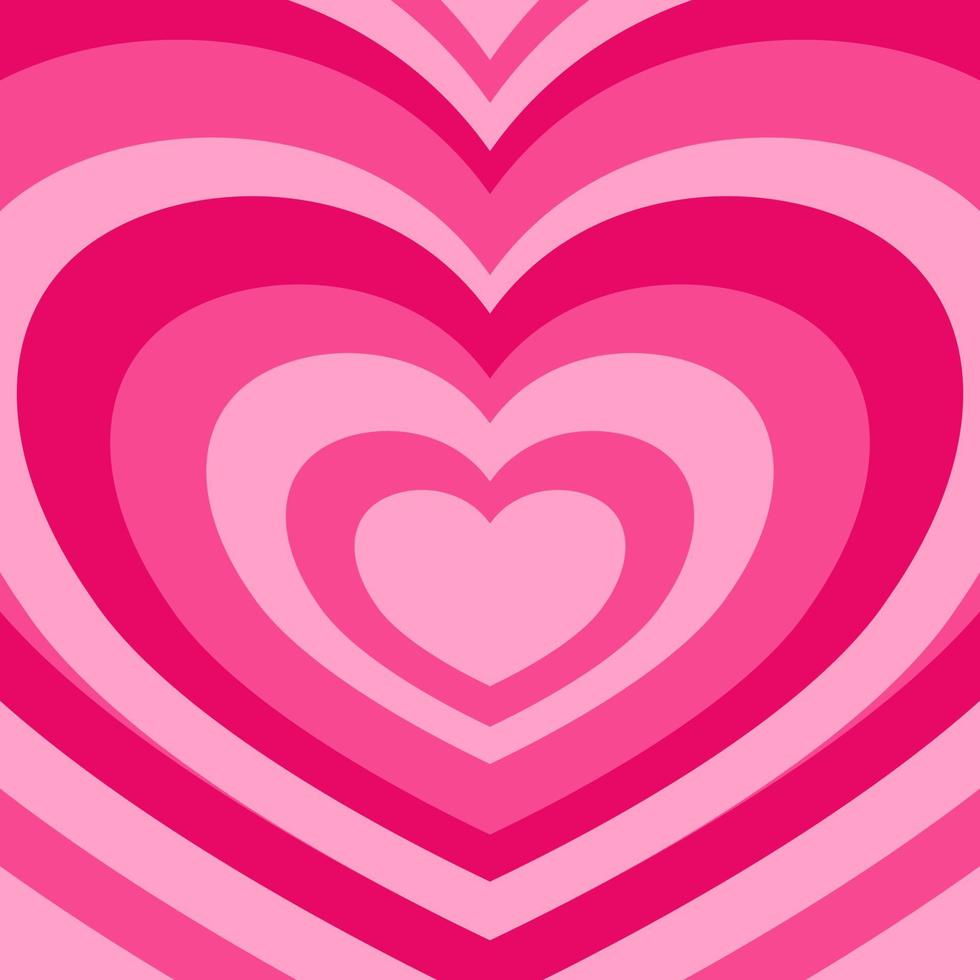 fondo vectorial de rayas concéntricas en forma de corazón. diseño de superficie romántico de niña. telón de fondo de corazones estéticos. vector