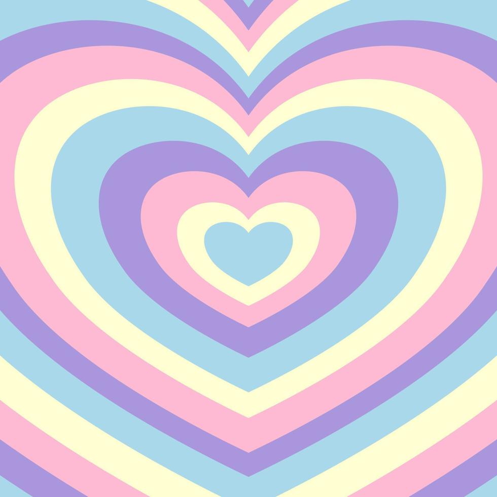 fondo vectorial de rayas concéntricas en forma de corazón. diseño de superficie romántico de niña. telón de fondo de corazones estéticos. vector