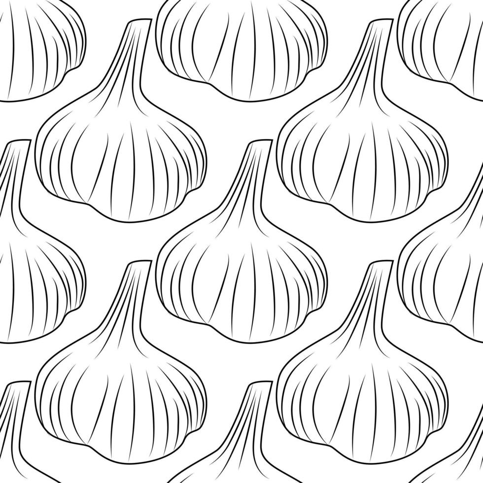 Hand drawn garlic seamless pattern. Bulb of garlic wallpaper. vector