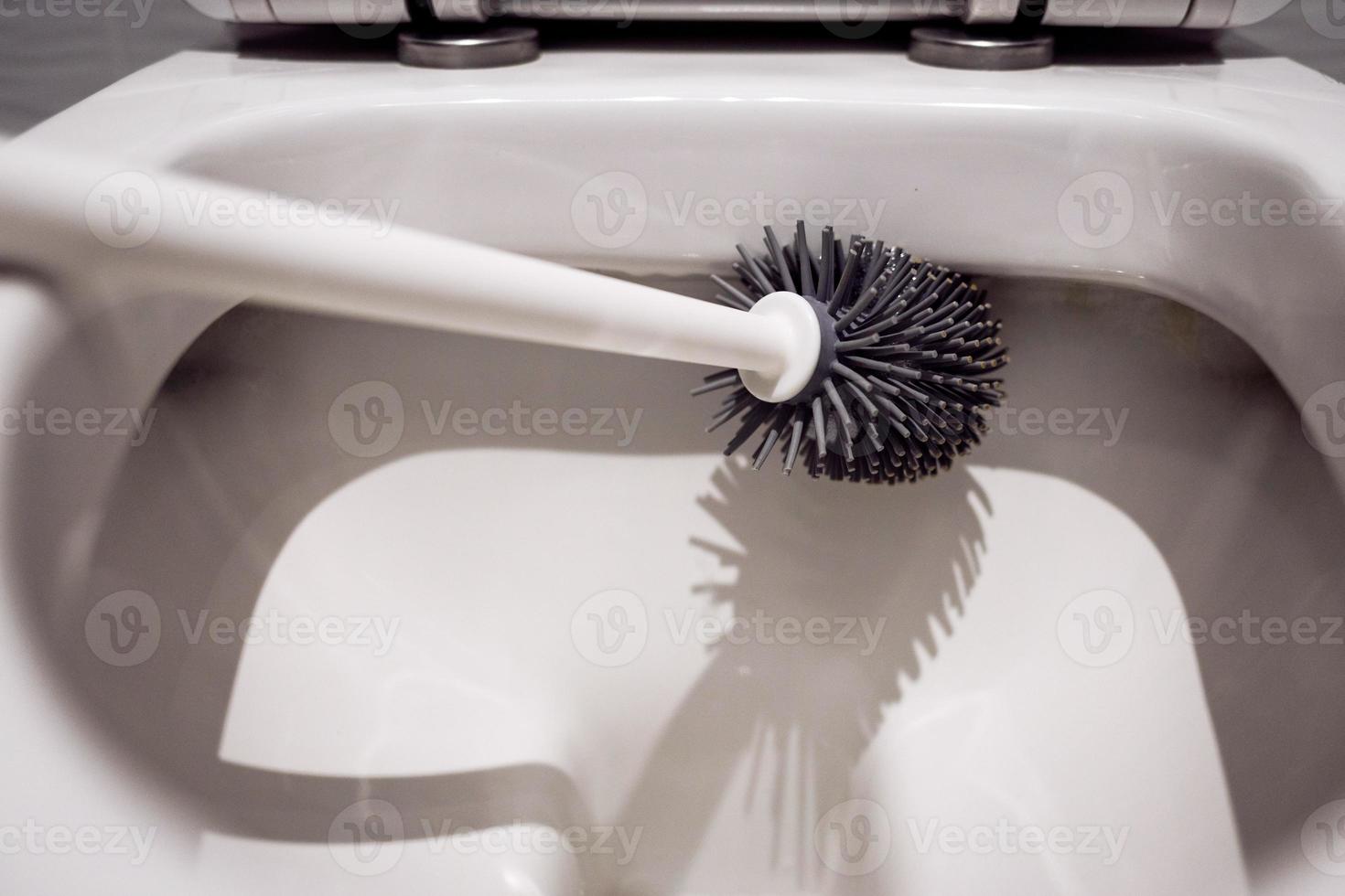 toilet brush and antibacterial detergent photo