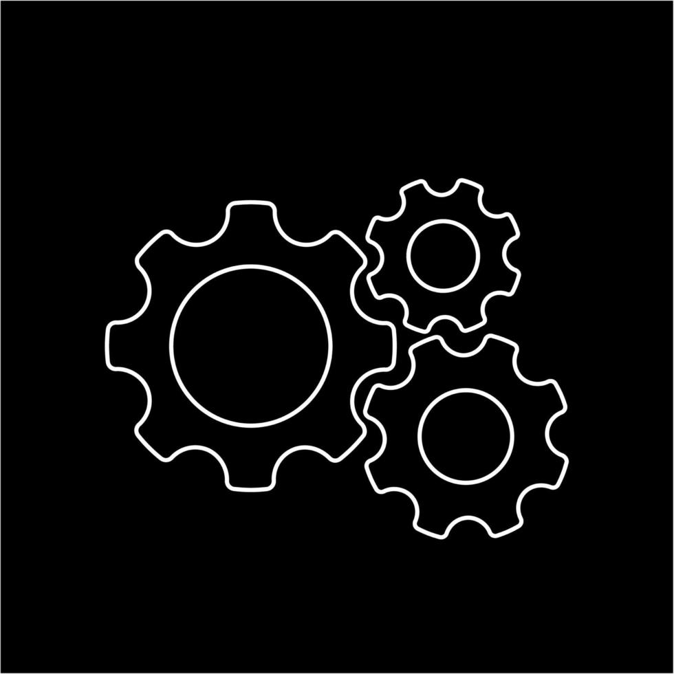 simple 3 gear icon in line art style vector