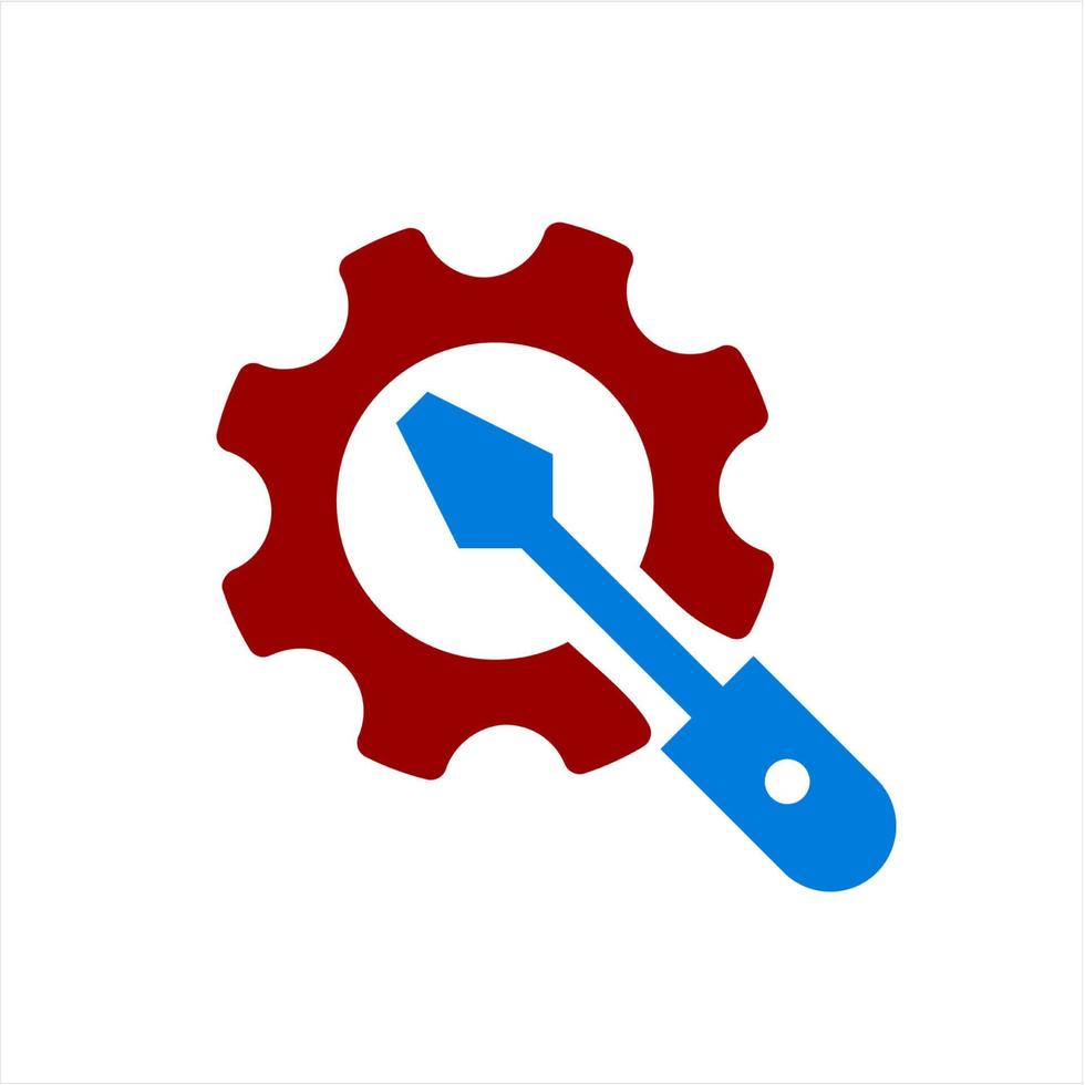 blue red color gear illustration and setting vector icon