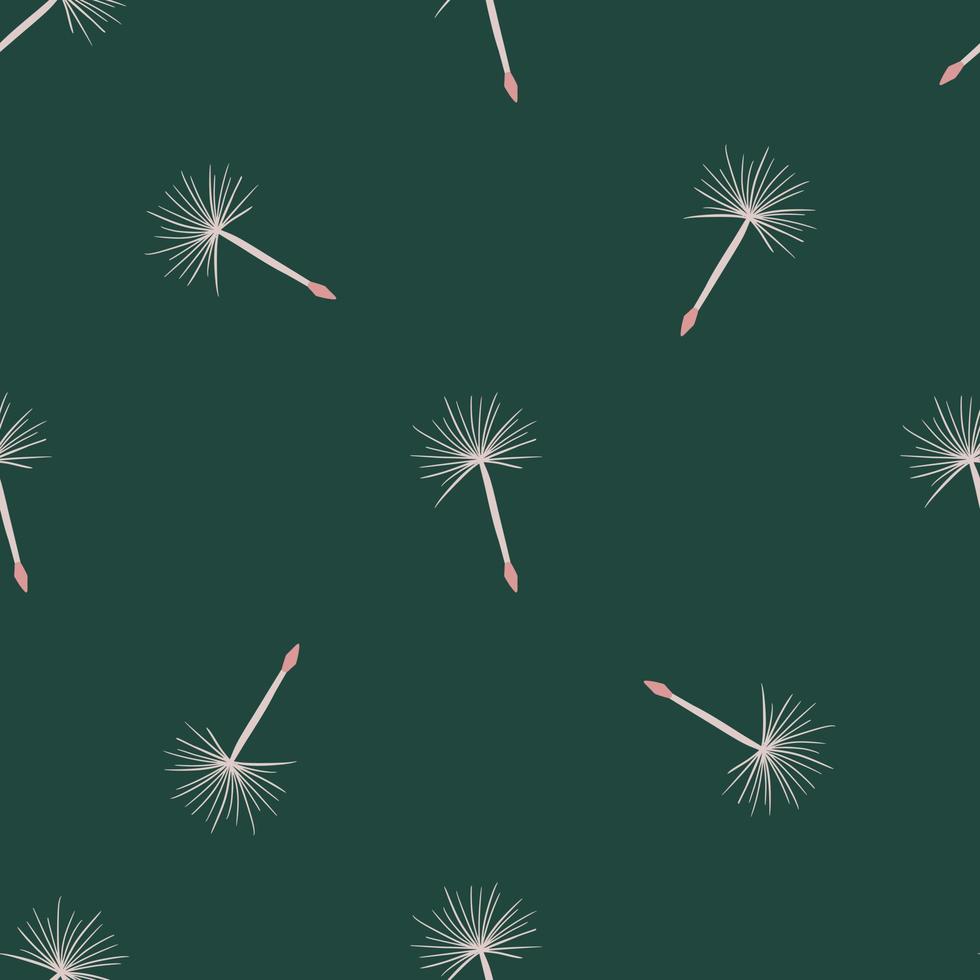 Minimalistic style seamless doodle pattern with simple dandelion element shapes. Turquoise background. vector