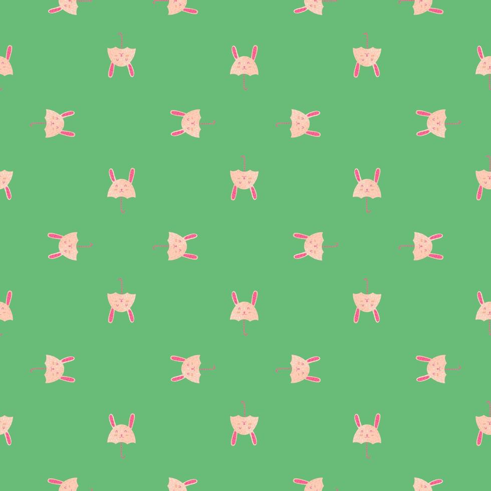 Umbrella bunny seamless pattern. Funny characters background. vector