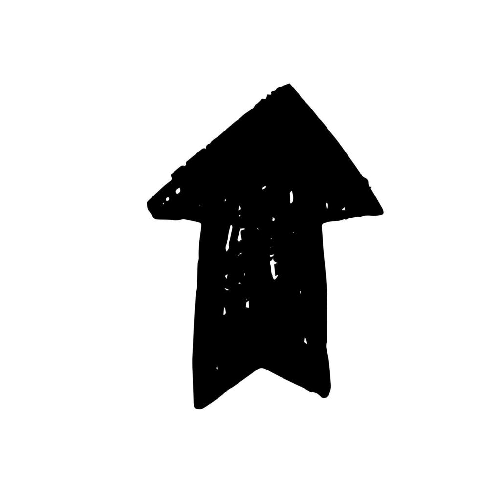 símbolo de flecha aislado sobre fondo blanco. tinta de flecha negra en estilo dibujado a mano. vector