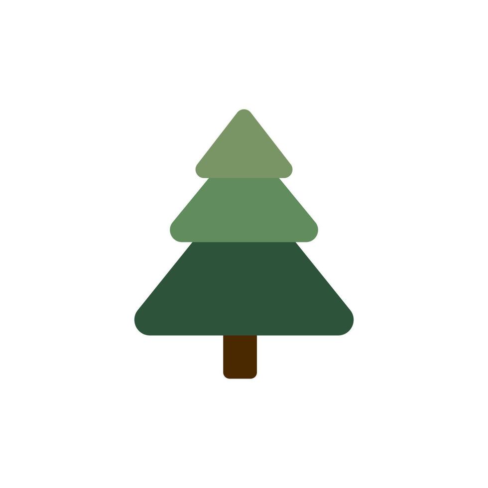 Fir in flat style symbol. Cartoon tree isolated on white background. vector