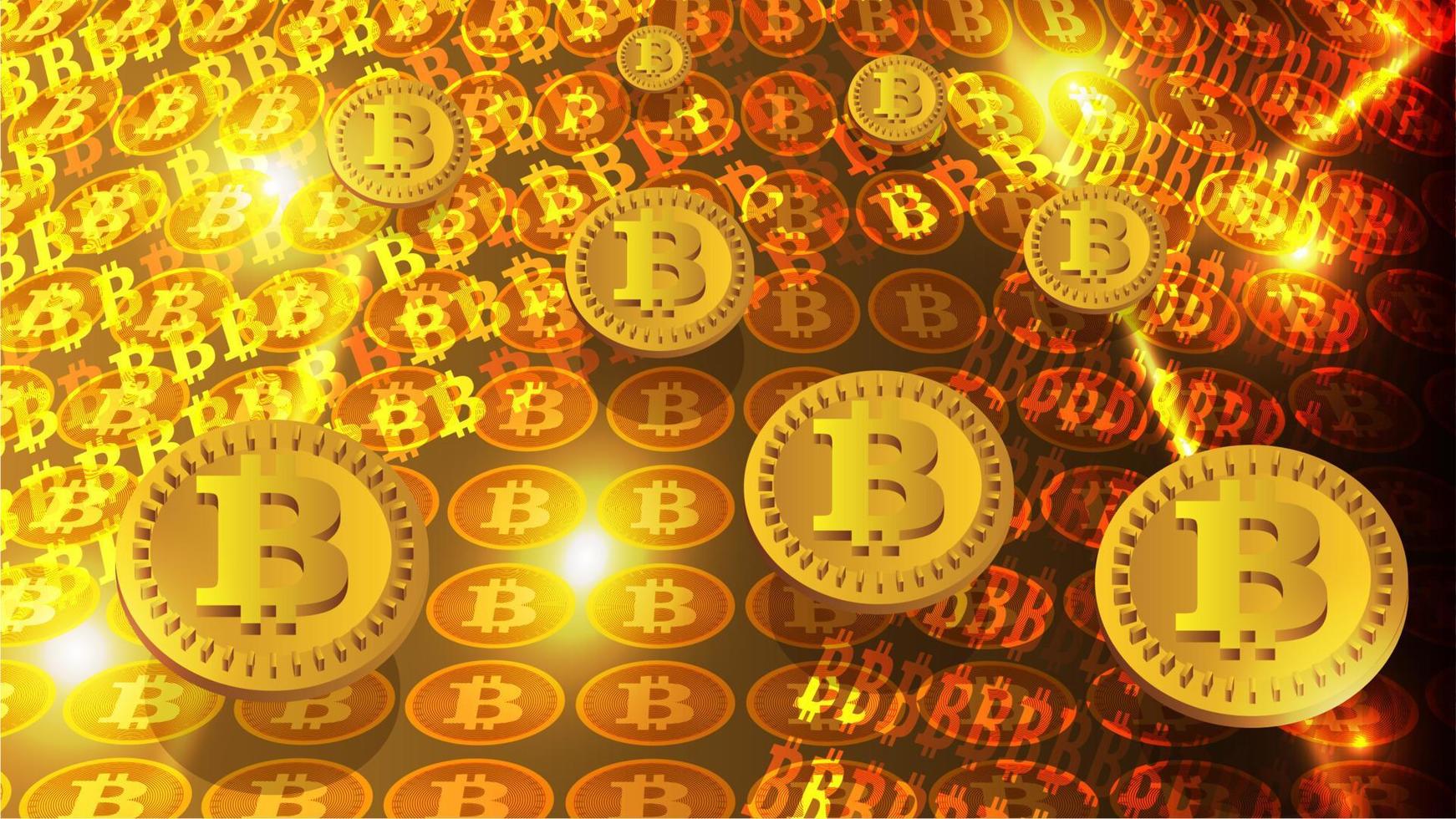 Crypto currency gold wallpaper with glowing color dodge Styles. 3D design background. vector