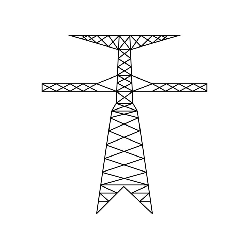 pictograma de torre de línea de energía eléctrica. icono de pilón eléctrico de alto voltaje. vector