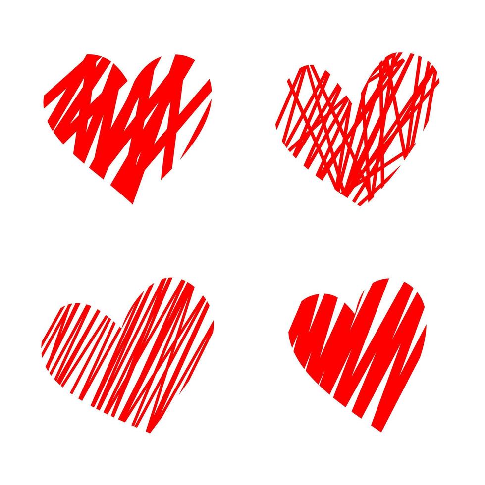 Set of heart with grunge style and love symbol icon design element vector