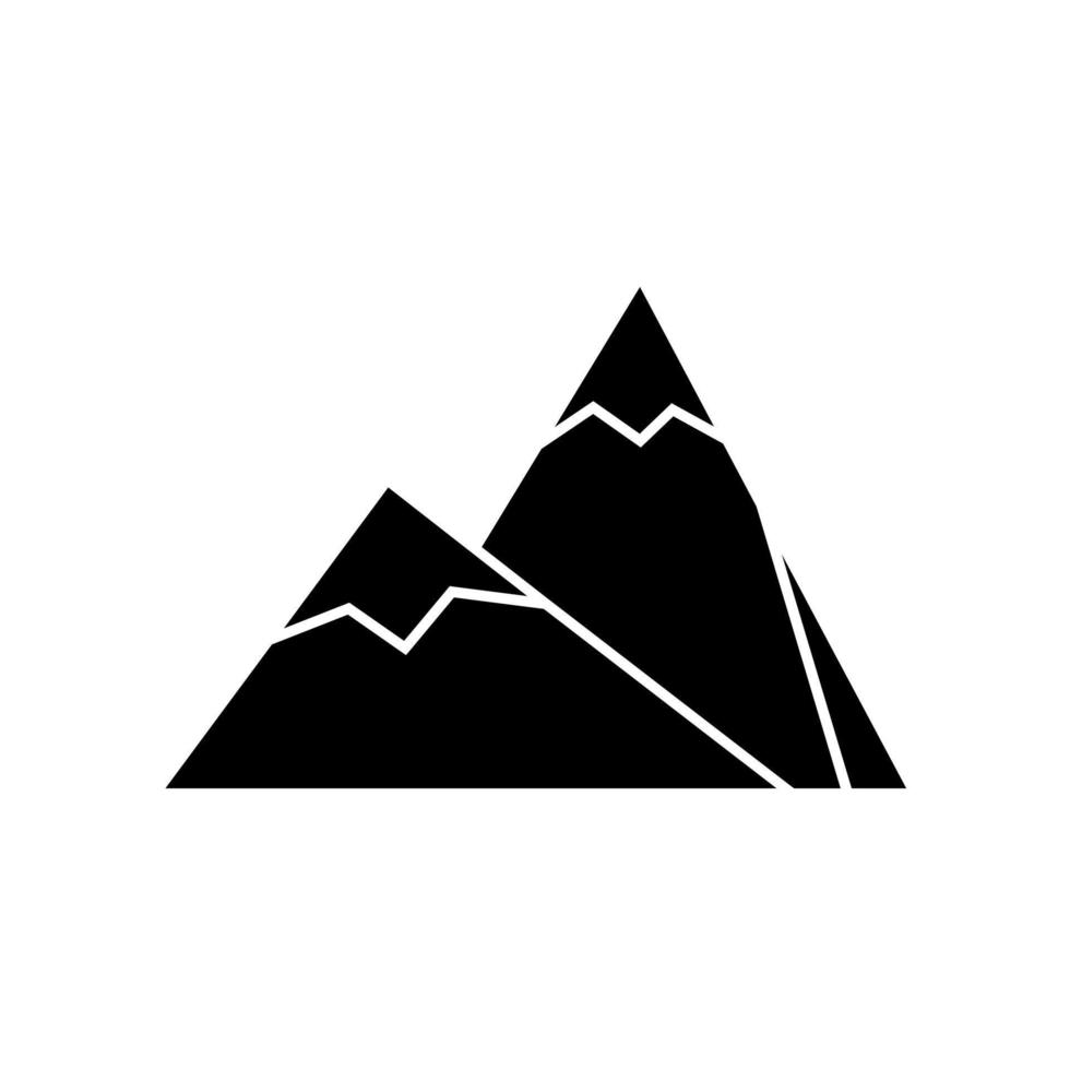 Glyph mountain icon. Mountain peak symbol.Simple vector illustration isolated