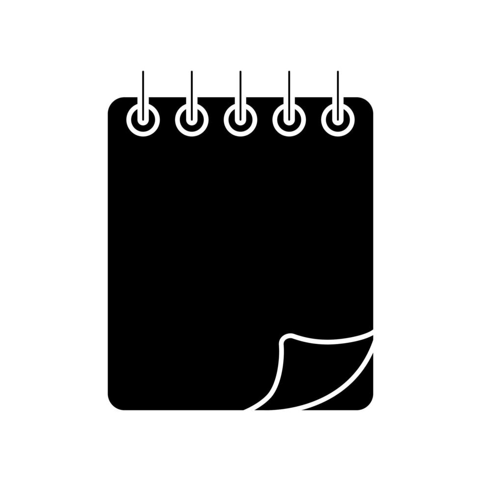 Glyph spiral notebook isolated icon. Diary for business. vector