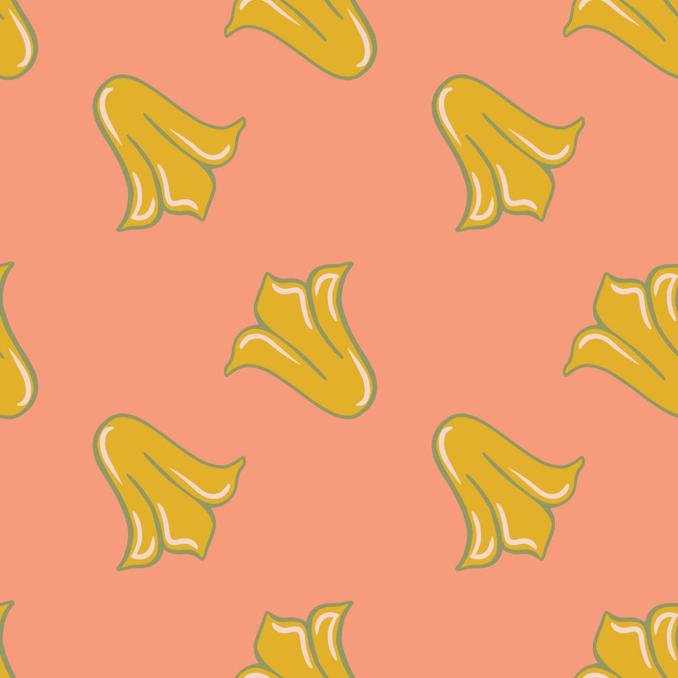patrón de garabato sin costura decorativo de verano con formas de capullos de tulipán de color amarillo. fondo rosa vector