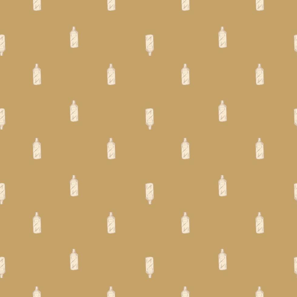 Seamless pattern retro chinese bottle on yellow background. Geometrical texture template for menu restaurant. vector