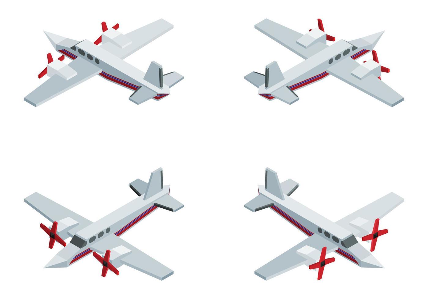 private jet with propellers expensive isometric vector