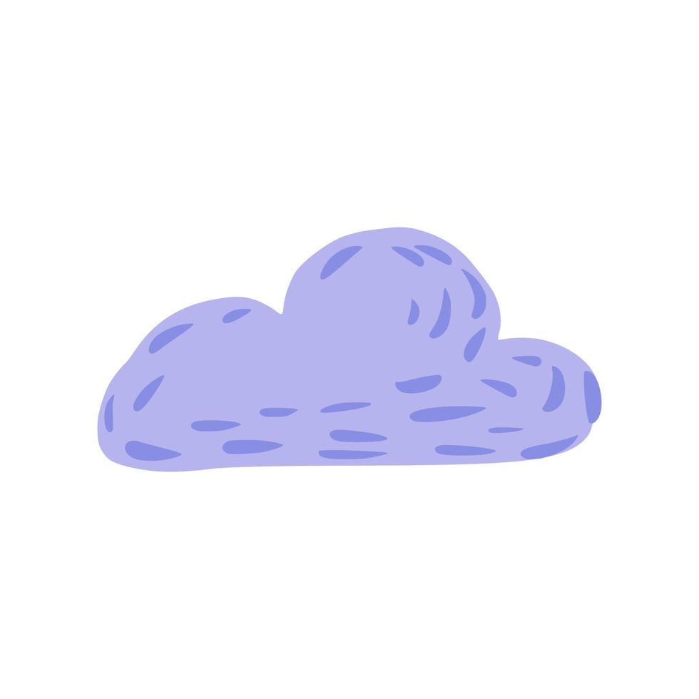 Cloud isolated on white background. Cartoon cute cloud purple color in doodle. vector