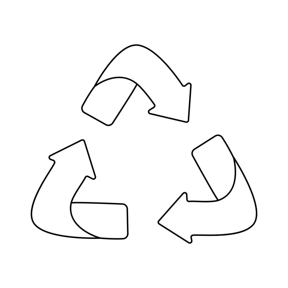 Las flechas de contorno reciclan el símbolo ecológico. signo reciclado. icono de ciclo reciclado. vector