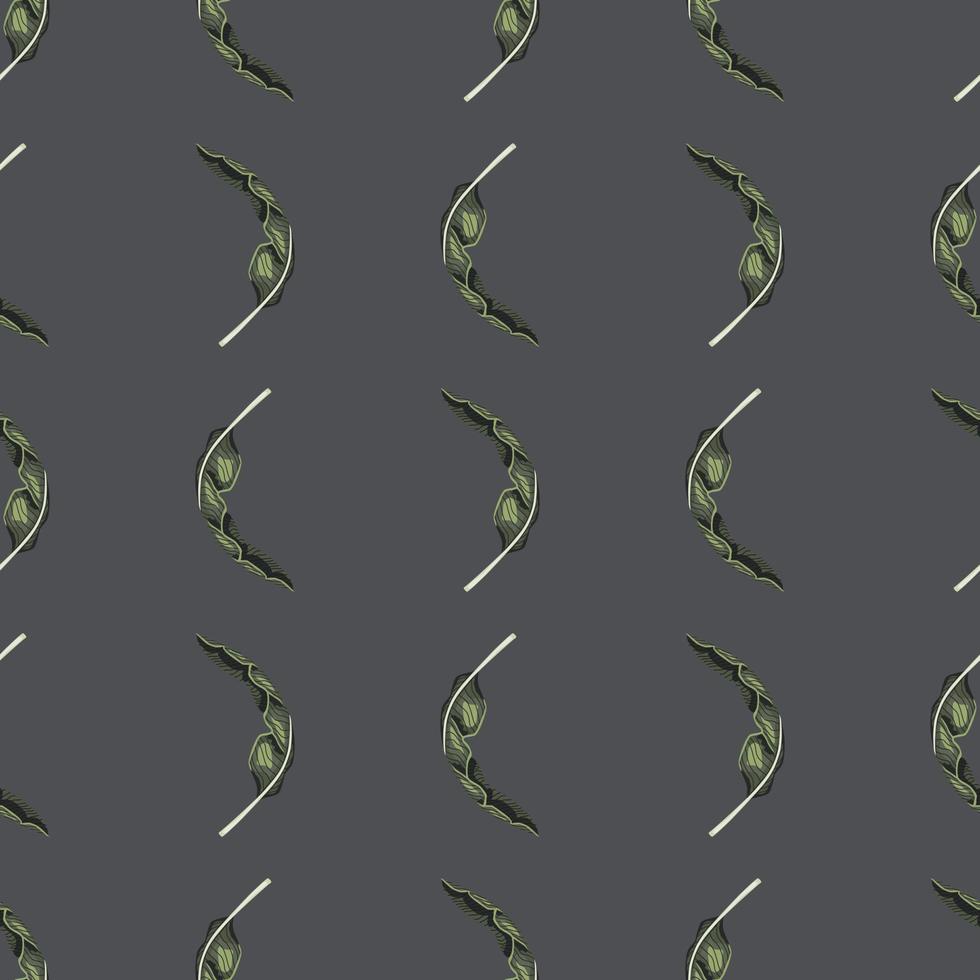 Seamless pattern banana leaf on grey background. Beautiful ornament summer tropical leaf. vector