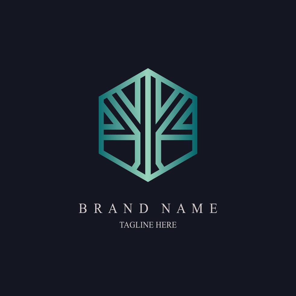 hexagonal modern monogram logo template design for brand or company and other vector