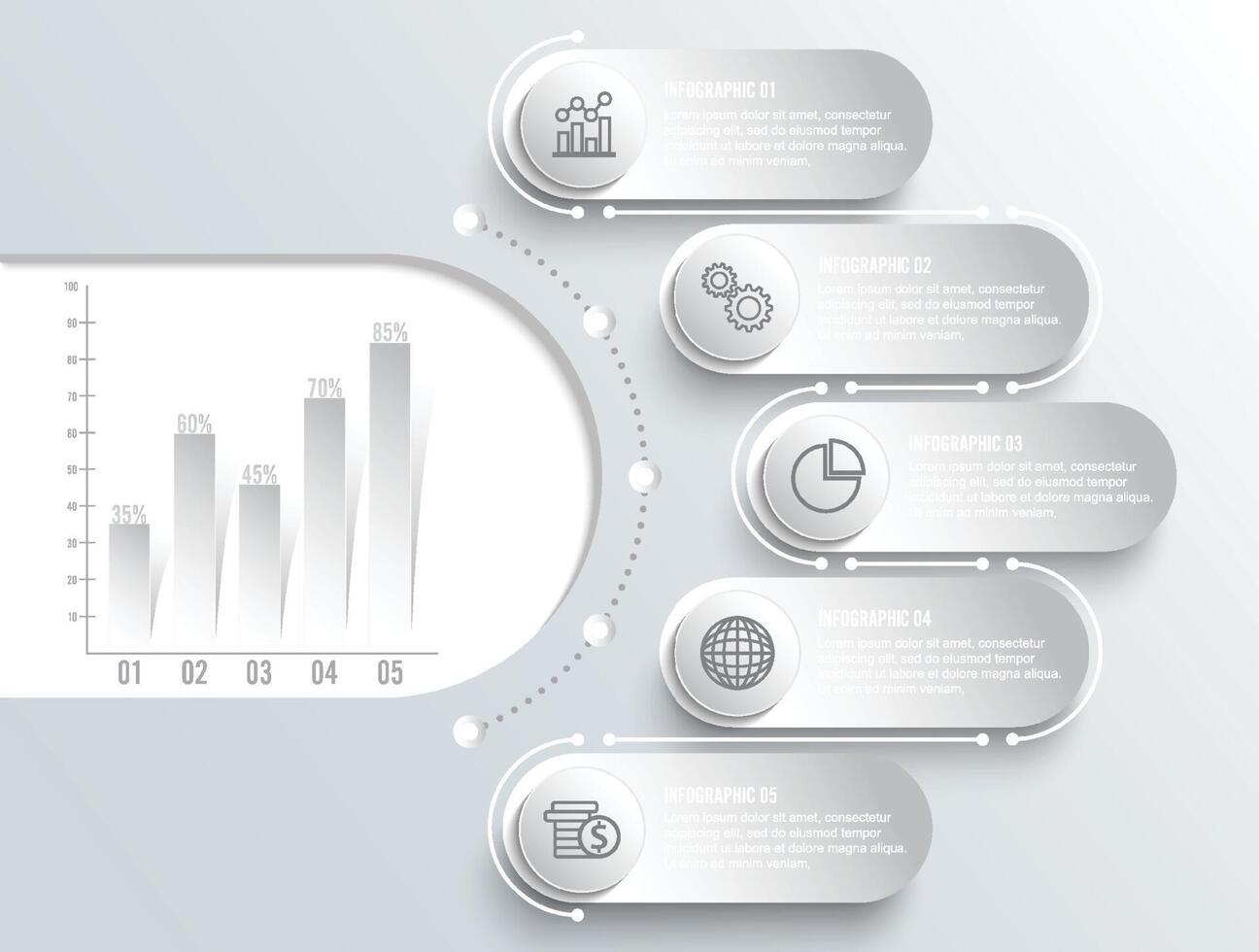 Infografía de ilustración digital abstracta. La ilustración vectorial se puede utilizar para el diseño de flujo de trabajo, diagrama, opciones numéricas, diseño web. vector