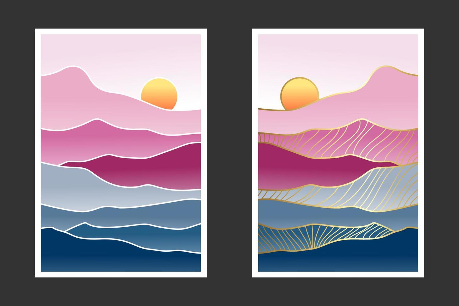 Abstract mountain painting, Abstract background, Premium Vector
