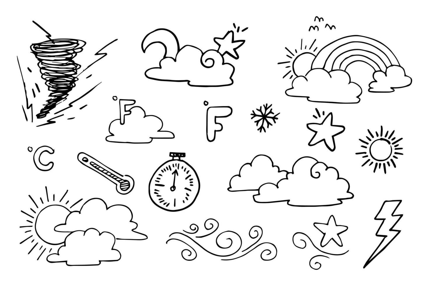 vector set of weather doodle elements, for design purposes