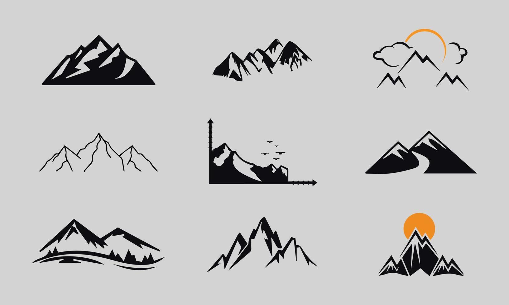 Set of vector mountain and outdoor adventures logo designs, vintage style