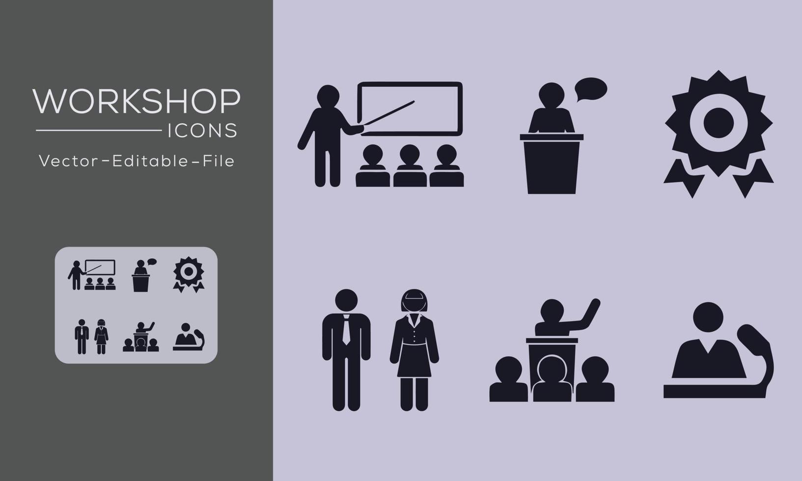 Workshop simple concept icons set. Contains such icons as meeting, company, business, training and more, can be used for web and apps. vector