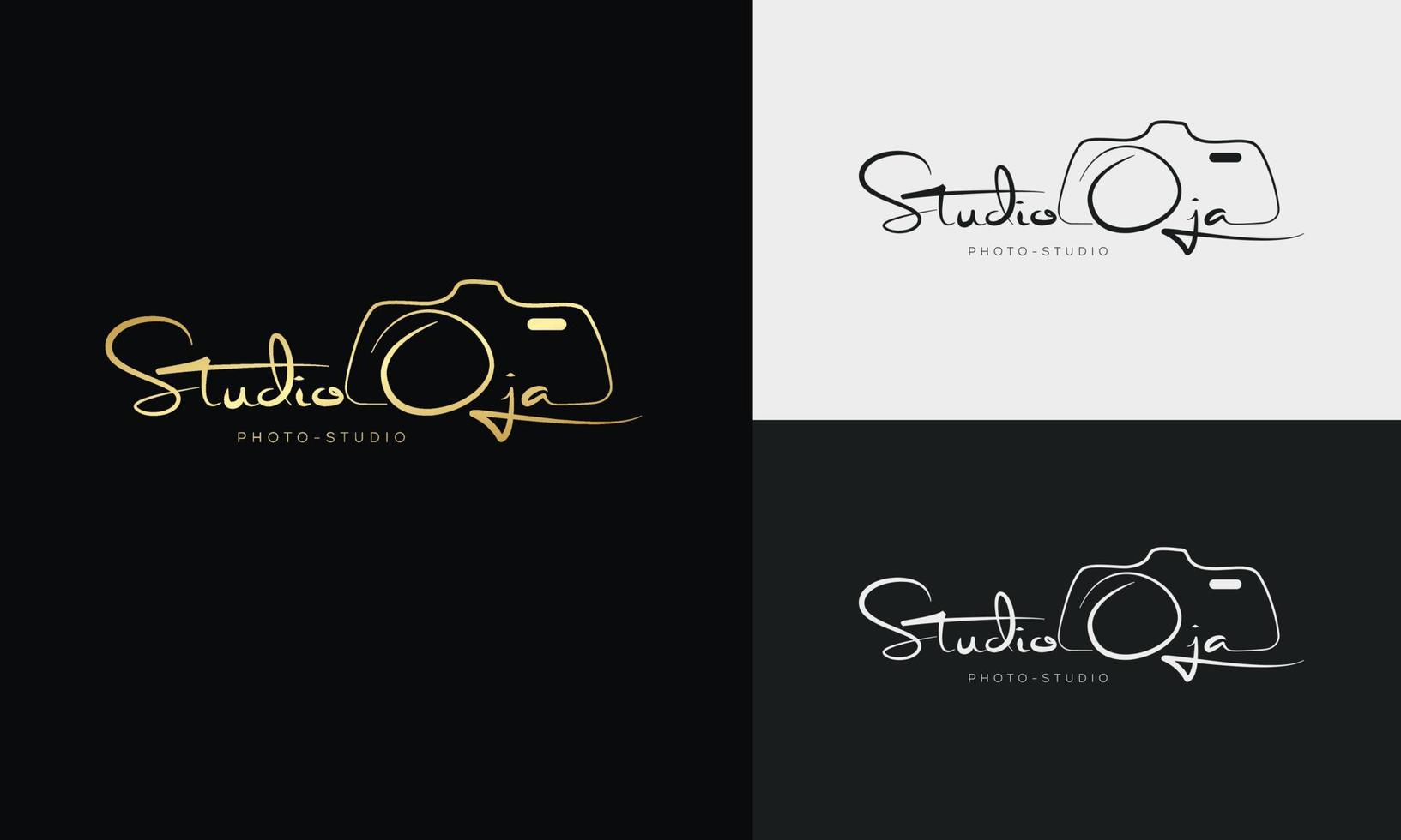 Studio Photography logo template vector. signature logo concept vector