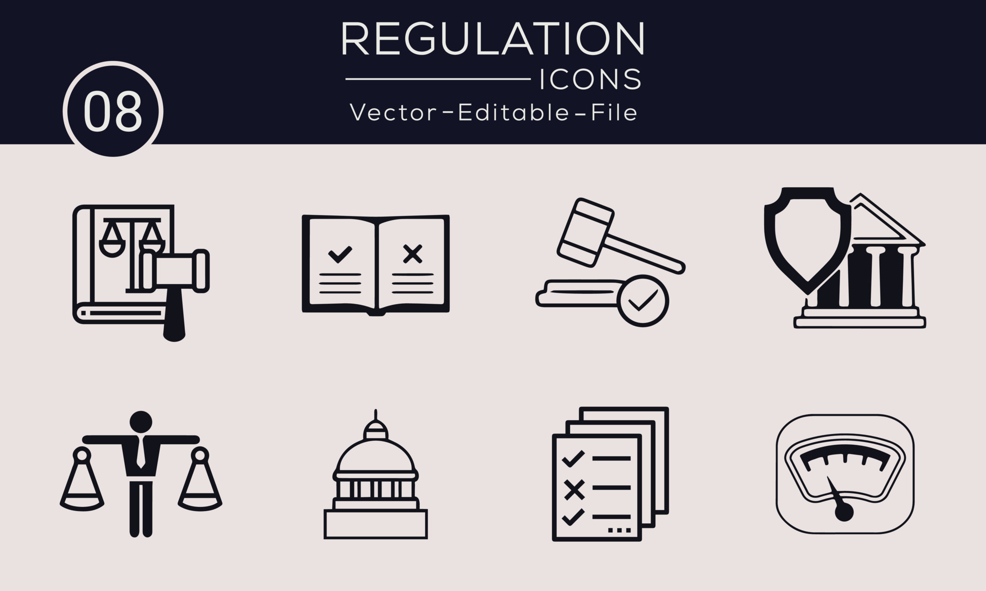 Regulation simple concept icons set. Contains such icons compliance