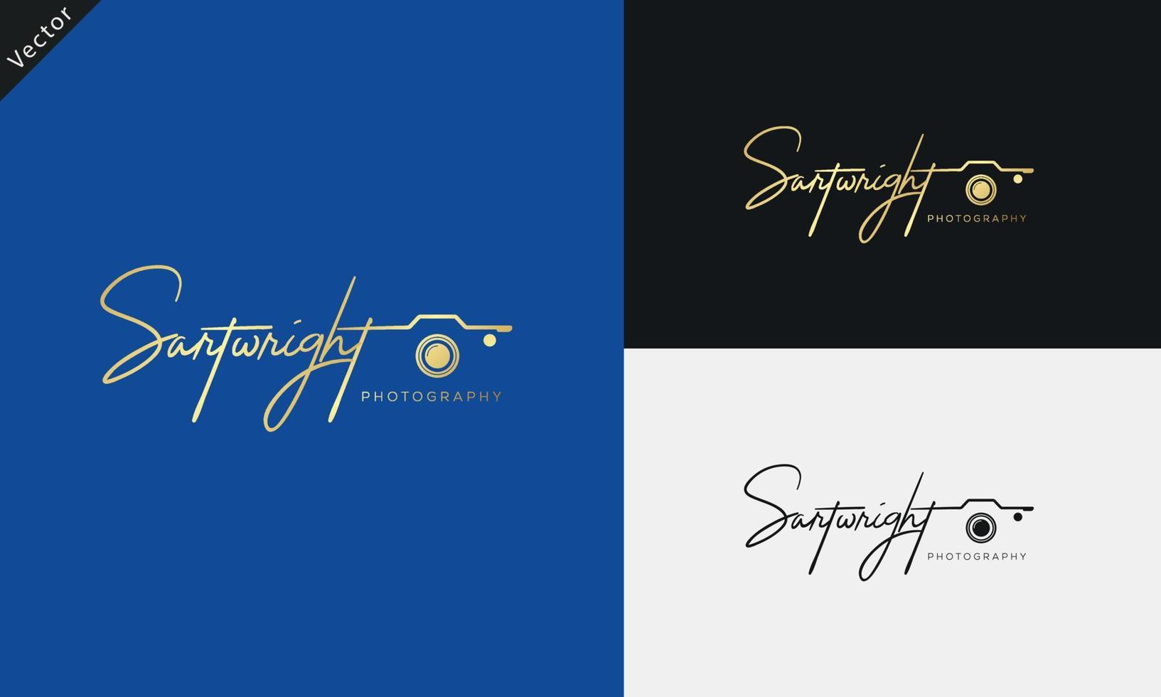 Handwriting Photography logo template vector. signature logo concept vector