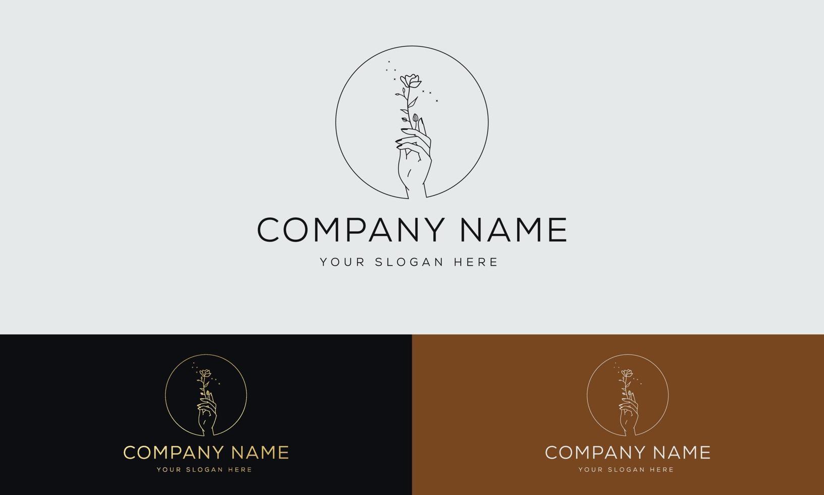 un conjunto de logotipos de manos femeninas en un estilo lineal mínimo. plantillas de diseño de logotipos vectoriales con diferentes gestos manuales, cristal. para cosmética, belleza, tatuaje, spa, femenino, joyería vector