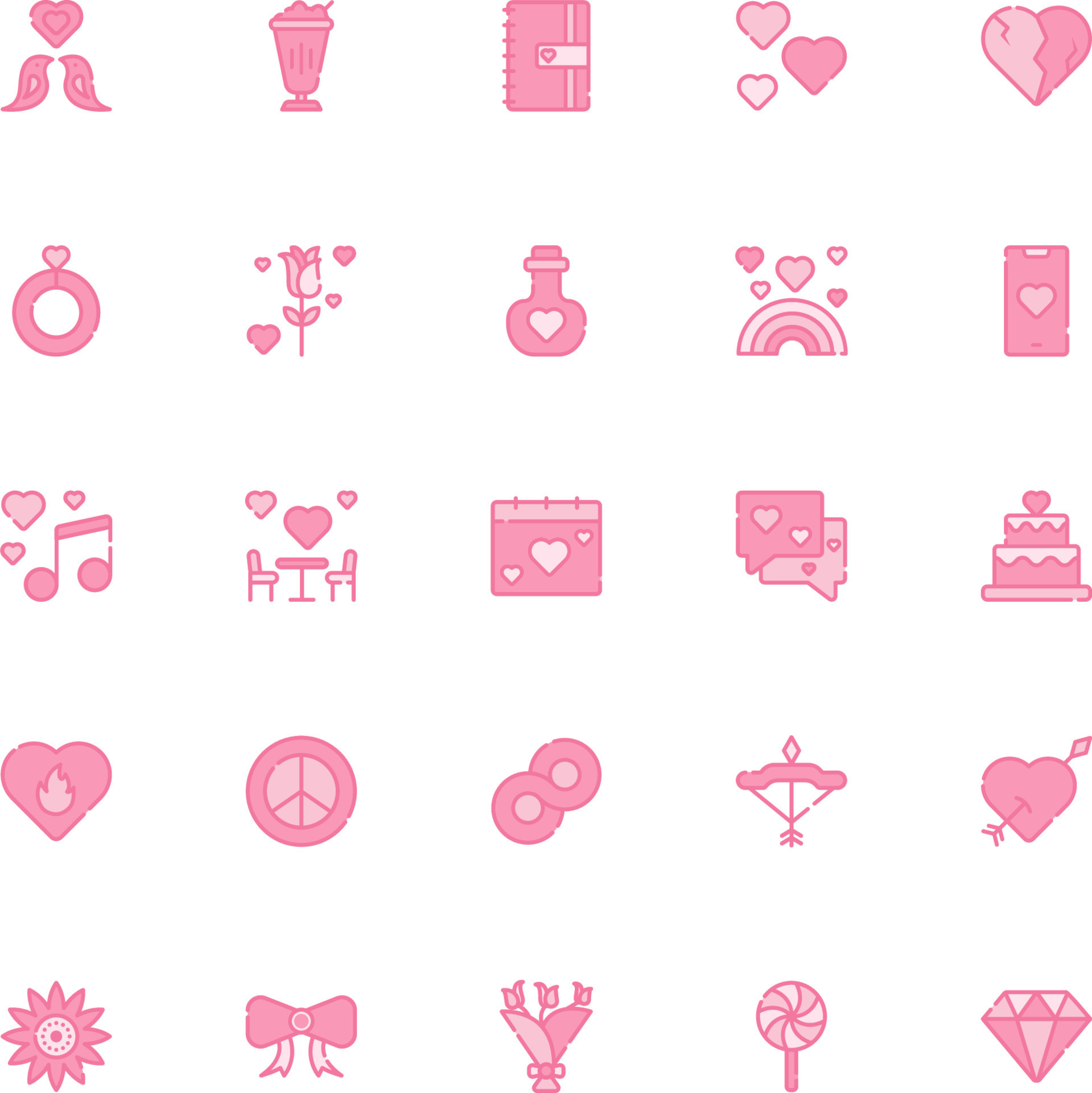 Valentines day icons in flat style for any purposes. Perfect for