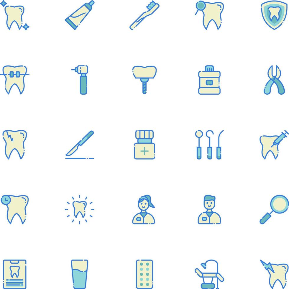 íconos dentales en estilo de línea discontinua para cualquier propósito perfecto para la presentación de la aplicación móvil del sitio web vector