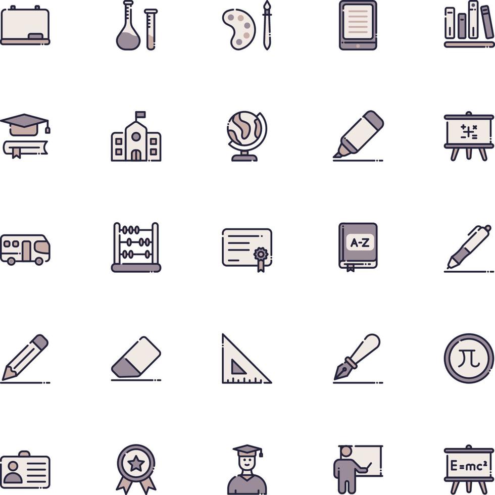 iconos de educación en estilo discontinuo para cualquier propósito perfecto para la presentación de la aplicación móvil del sitio web vector