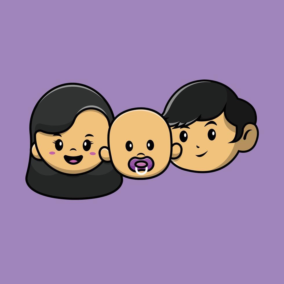 ilustración de icono de vector de dibujos animados de madre, bebé y padre. concepto de icono de familia de personas vector premium aislado. estilo de dibujos animados plana