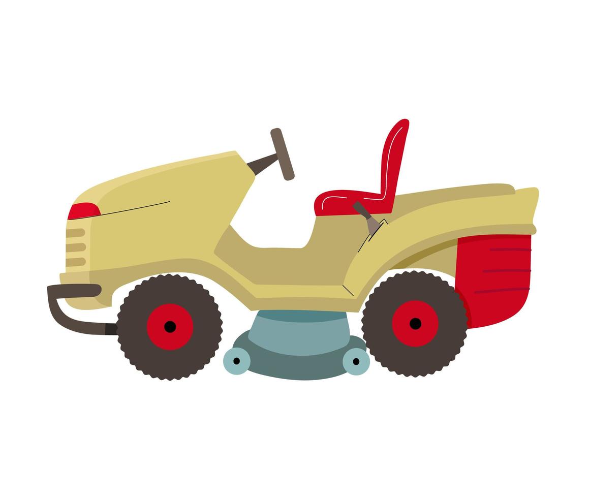 Lawn mower for cutting grass. Gardening agricultural machinery isolated on white background.Vector illustration in flat style. vector