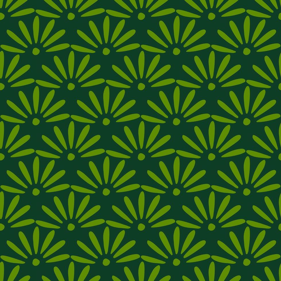 Meadow flowers seamless pattern with daisy bloom elements. Green background. Bloom print. vector