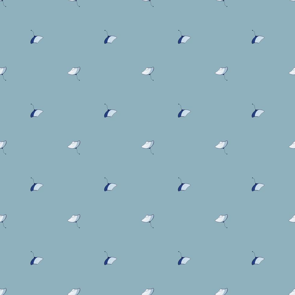 Stingray seamless pattern with scandinavian style. Underwater animals background. Vector illustration for children funny textile.