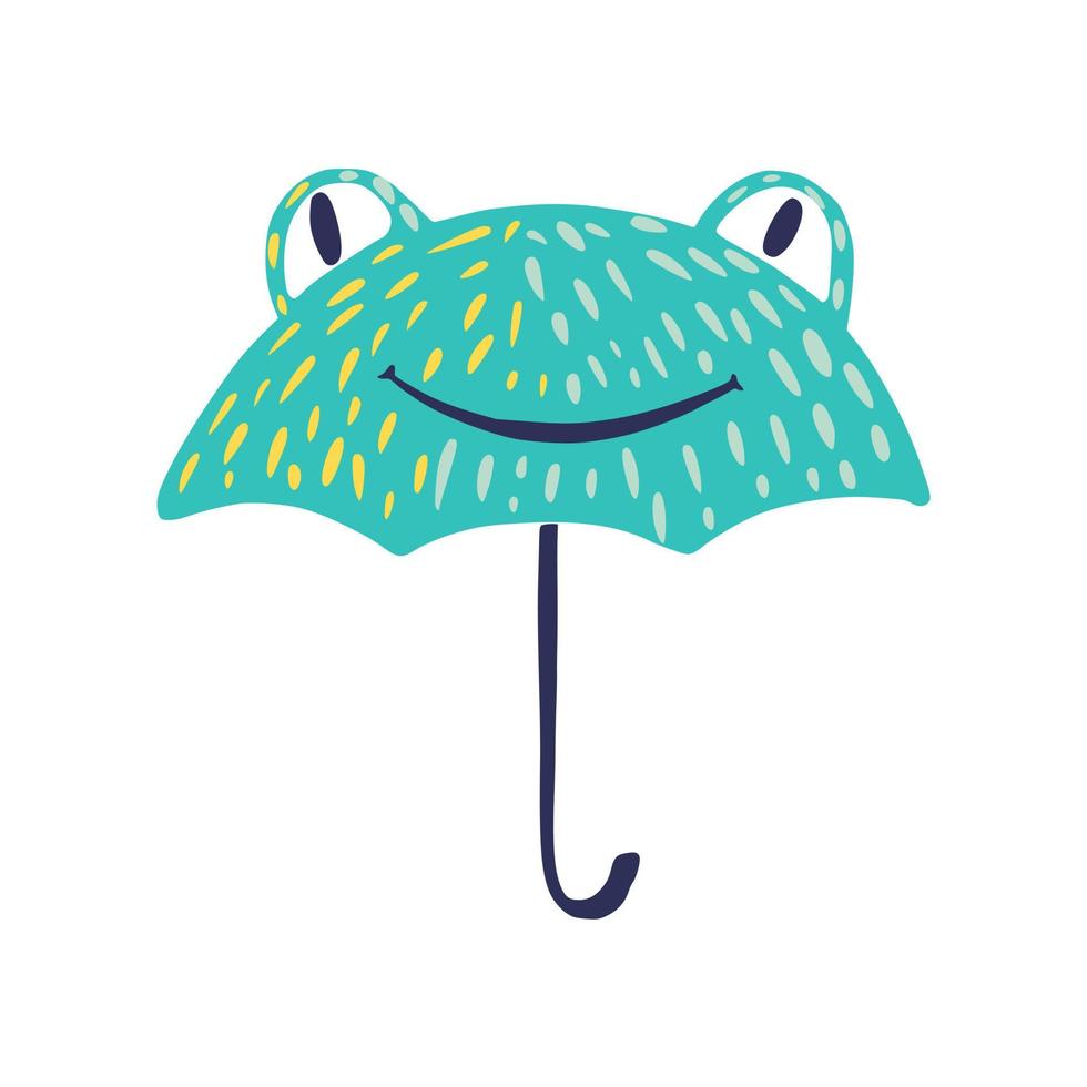 Umbrellas look like frog on white background. Abstract umbrella green color in doodle. vector