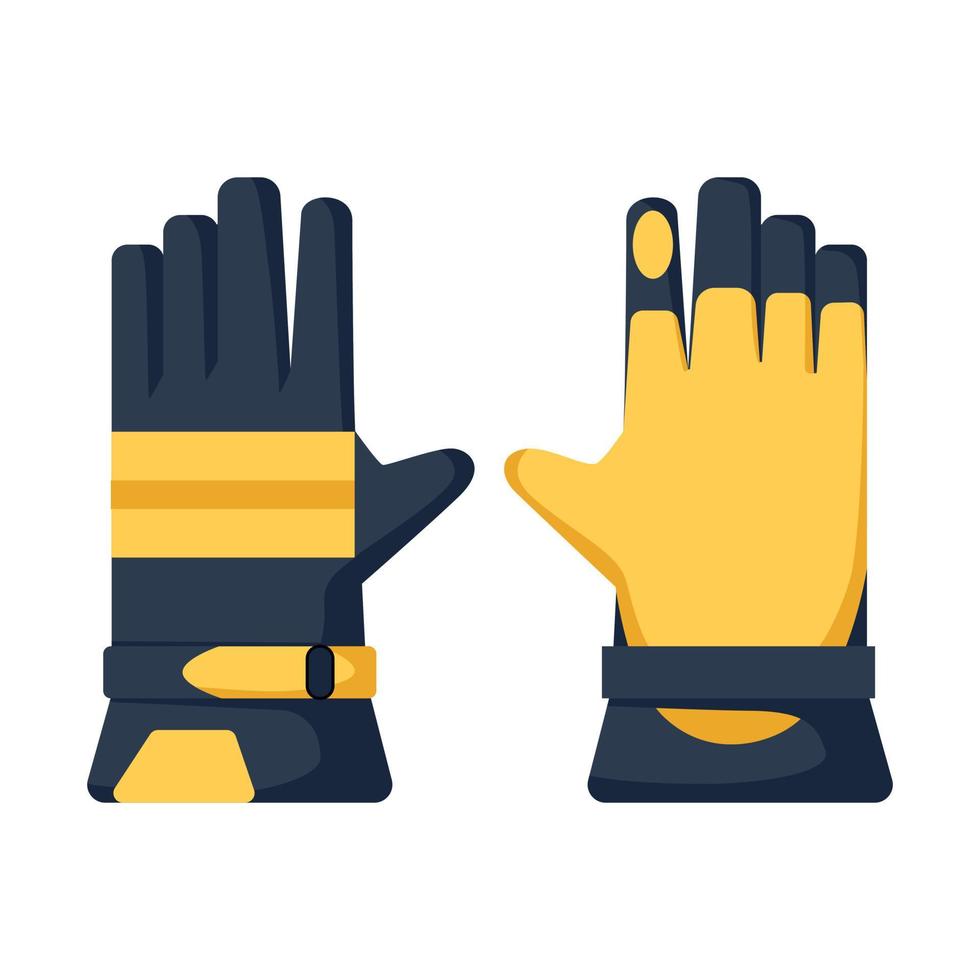 Work gloves isolated in flat style. Gardening yellow gloves for farming. Refractory hand protection. vector