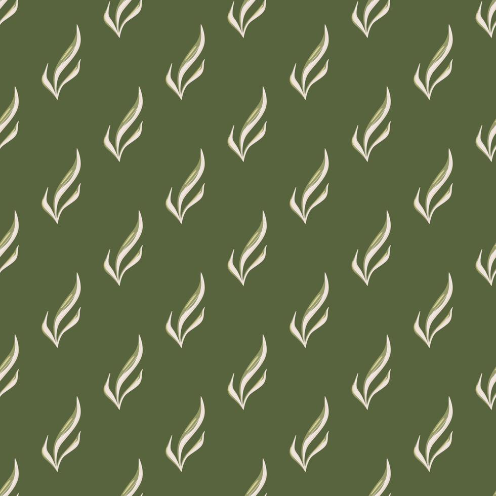 Seamless pattern seaweed on green background. Marine flora templates for fabric. vector
