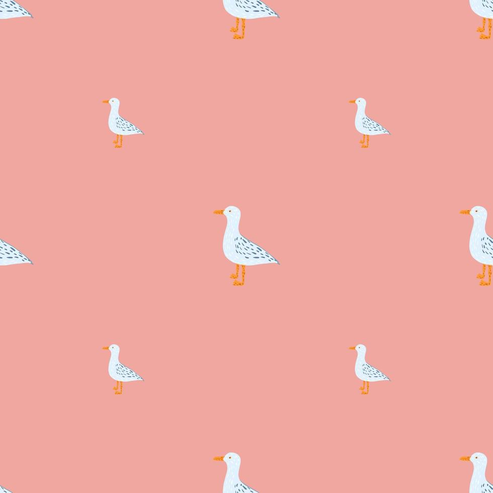 Seagulls standing seamless pattern. Background of sea birds. vector