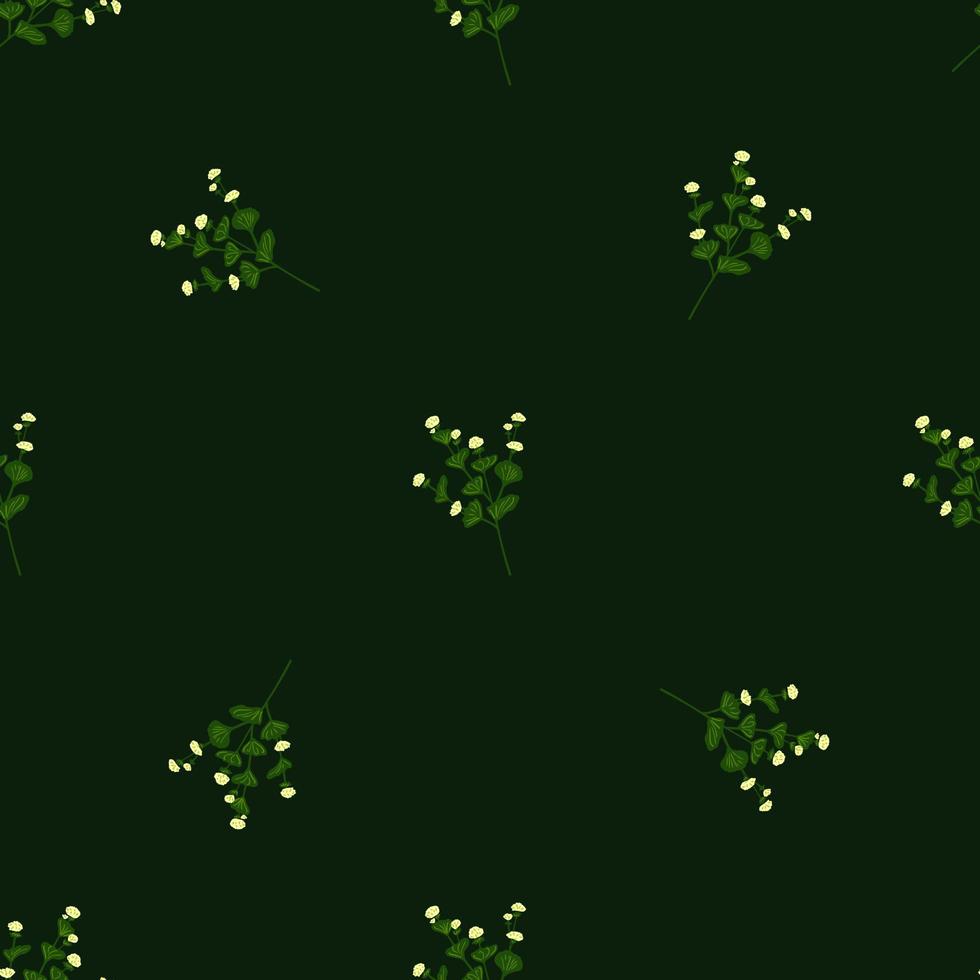 siluetas de flores silvestres minimalistas de color verde oscuro sin costuras. telón de fondo decorativo floral. vector