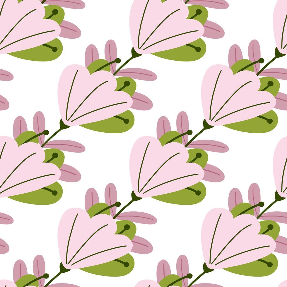 Bloom seamless pattern with lilac decorative flower ornament. Isolated floral backdrop. vector