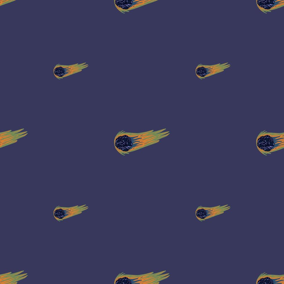 Meteor shower seamless pattern. Hand drawn comets fly background. vector
