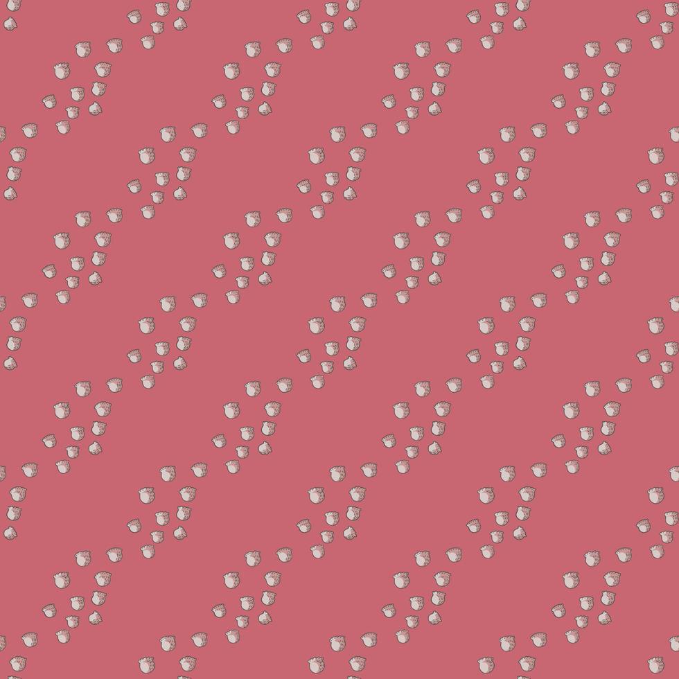 Seamless pattern with hand drawing lily of the valley on bright pink background. Vector floral template in doodle style. Gentle summer botanical texture.