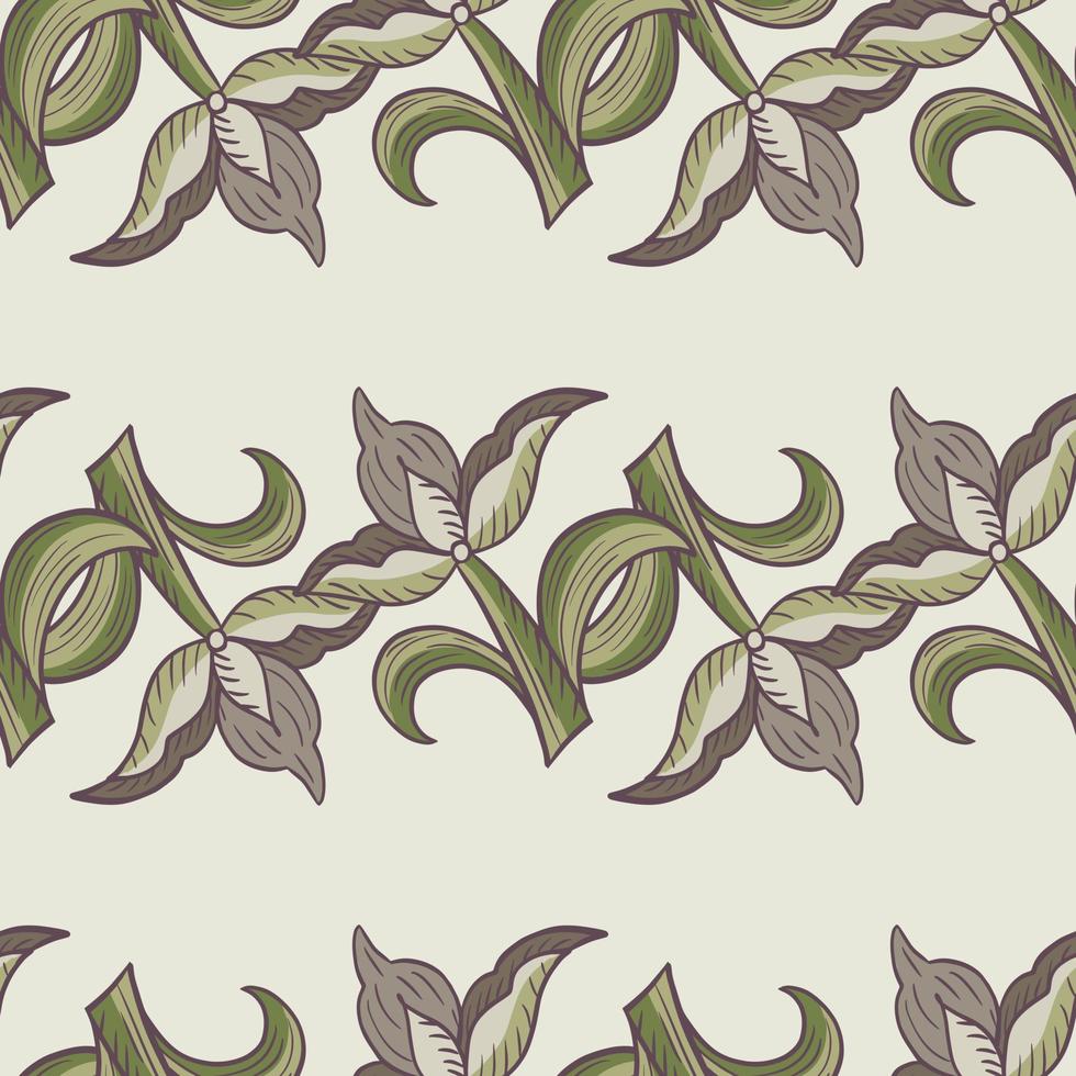 Grey colored tulip flowers seamless pattern in hand drawn style. Pastel background. Summer vintage style. vector