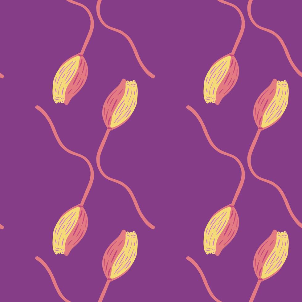 Abstract seamless pattern with decorative poppy bud flower shapes. vector